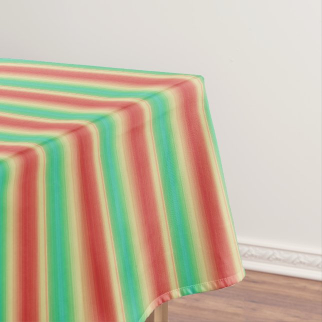 Red Yellow Green Blue Stripes Tablecloth (In Situ)