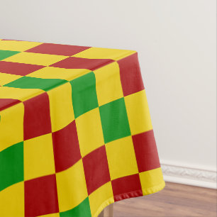 Red Yellow Green Chequered Pattern Design Tablecloth