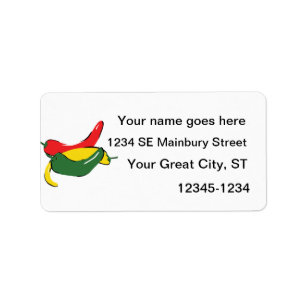 Red Yellow Green Chilli Pepper Graphic Label