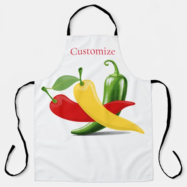 Red Yellow Green Chilli Peppers Thunder_Cove Apron (Front)