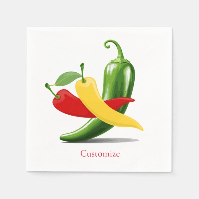 Red Yellow Green Chilli Peppers Thunder_Cove Napkin (Front)