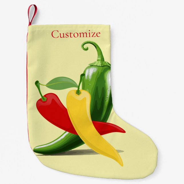 Red Yellow Green Chilli Peppers Thunder_Cove Small Christmas Stocking (Front)