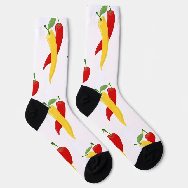 Red Yellow Green Chilli Peppers Thunder_Cove Socks (Right)