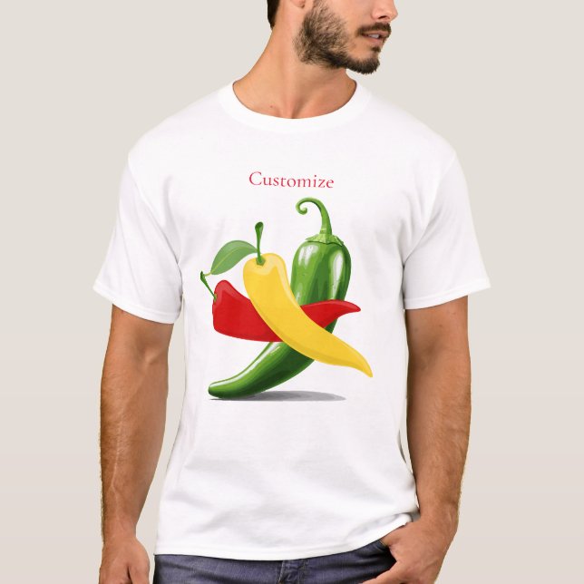 Red Yellow Green Chilli Peppers Thunder_Cove T-Shirt (Front)