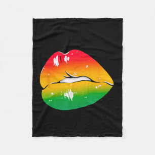 Red Yellow Green Lips Africa Fashion Lip Art Desig Fleece Blanket