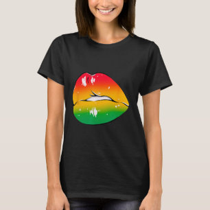 Red Yellow Green Lips Africa Fashion Lip Art Desig T-Shirt