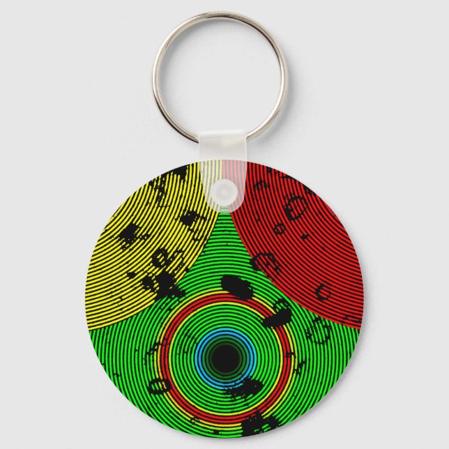 Red Yellow Green Multicolor Texture Pattern  Key Ring (Front)