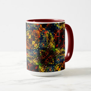 Red Yellow Green on Dark, Flowered shredded paper? Mug