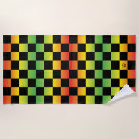 Red Yellow Green Rasta Ombre Chequered Monogram
