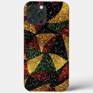 Red Yellow Green Waves of Festive Glitter iPhone 13 Pro Max Case