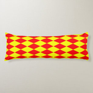 Red Yellow Harlequin Checkered Design  Body Cushion