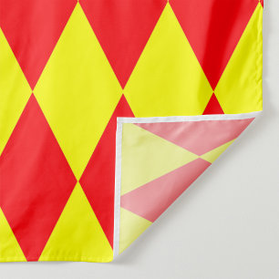 Red Yellow Harlequin Checkered Design  Fabric