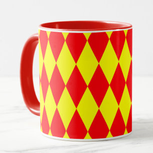 Red Yellow Harlequin Checkered Design Mug