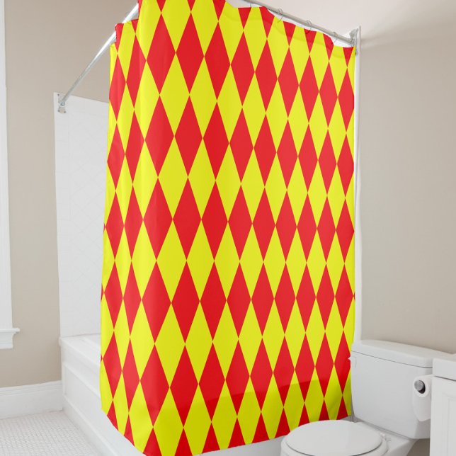Red Yellow Harlequin Checkered Design  Shower Curtain (Creator Uploaded)