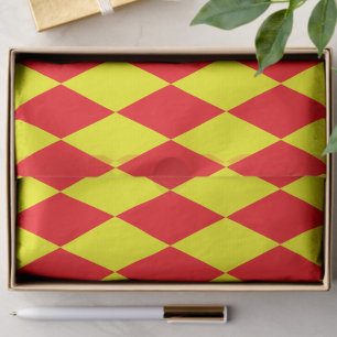 Red Yellow Harlequin Checkered Design  Tissue Paper