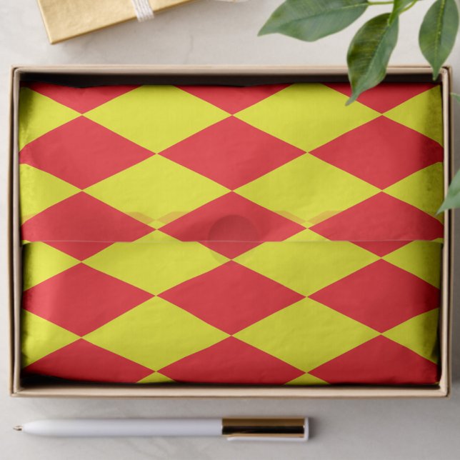 Red Yellow Harlequin Checkered Design  Tissue Paper (Creator Uploaded)