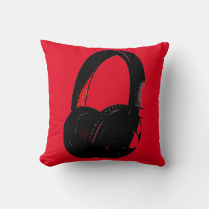 Red Yellow Headphone Pop Art Head Phone Cushion