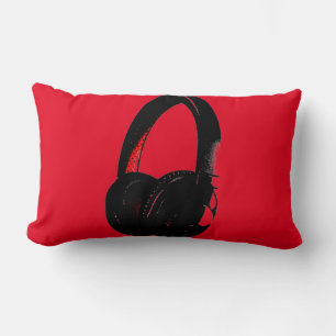 Red Yellow Headphone Pop Art Head Phone Lumbar Cushion