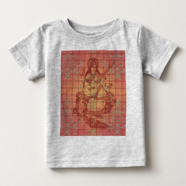 red yellow hindu Goddess Saraswati Wisdom India Baby T-Shirt (Front)