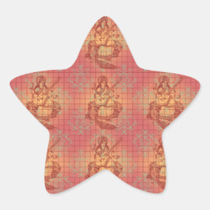 red yellow hindu Goddess Saraswati Wisdom India Star Sticker