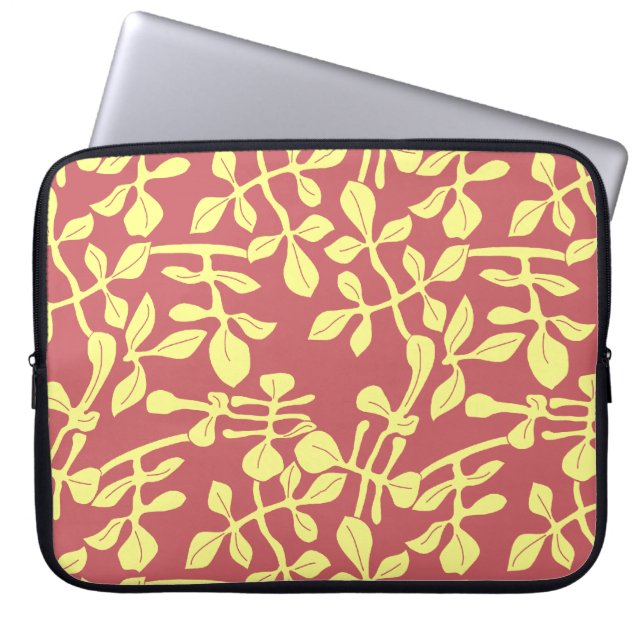 Red & Yellow Leaf Design Laptop Neoprene Sleeve (Front)