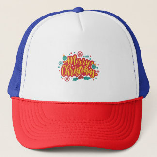 Red & Yellow Merry Christmas  Trucker Hat