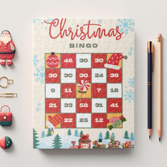 Red Yellow Modern Christmas Bingo Jigsaw Puzzle (Creator Uploaded)