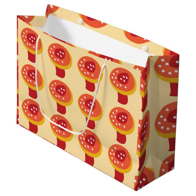 Red Yellow Mushroom Toadstool  Large Gift Bag (Front Angled)