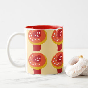 Red Yellow Mushroom Toadstool Two-Tone Coffee Mug