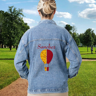 Red Yellow New Mexico Zia Hot Air Balloon Denim Jacket