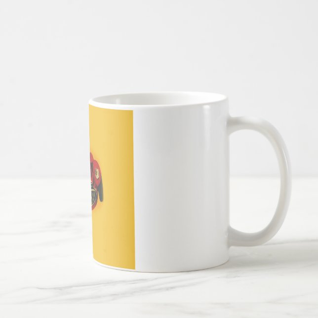 Red Yellow Old Auto Racing Car Coffee Mug (Right)