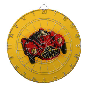 Red Yellow Old Auto Racing Car Dartboard