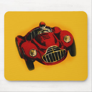 Red Yellow Old Auto Racing Car Mouse Pad