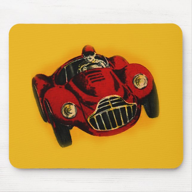 Red Yellow Old Auto Racing Car Mouse Pad (Front)