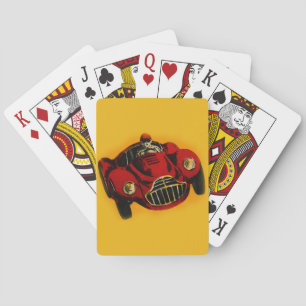 Red Yellow Old Auto Racing Car Playing Cards