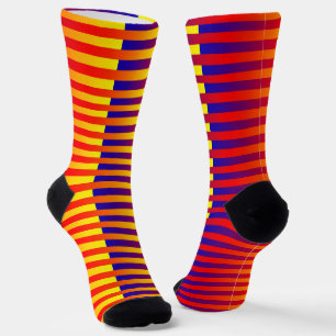 Red Yellow Orange Blue Striped Pattern Socks