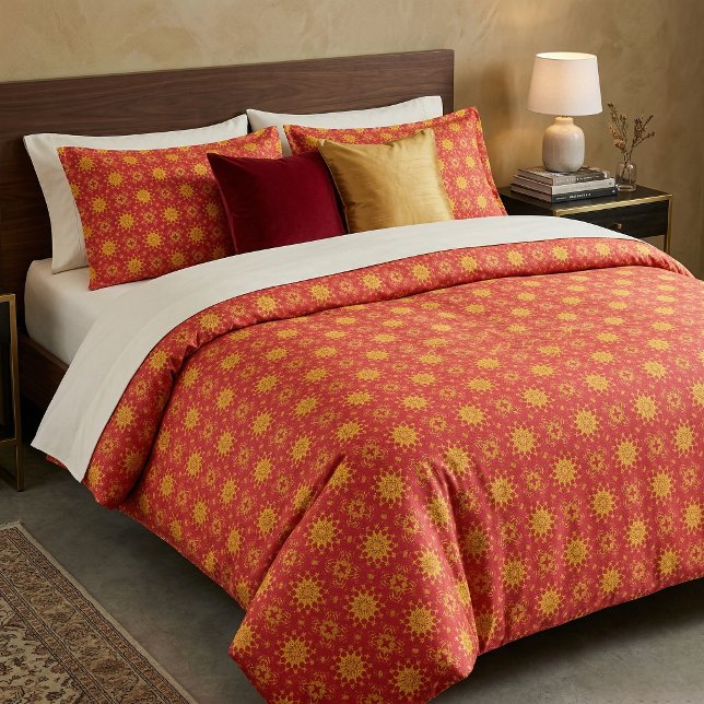 Red Yellow Orange Bohemian Mandala Geometric Fabric (Creator Uploaded)