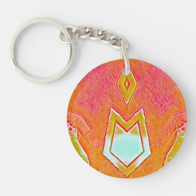 Red Yellow Orange Circular Acrylic ~ Keychain (Front)