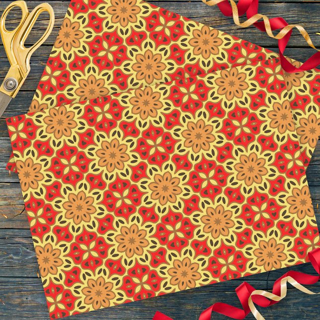 Red Yellow & Orange Mosaic Geometric Pattern Tissue Paper (Creator Uploaded)