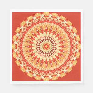 Red Yellow Orange Summer Sun Mandala Pattern Napkin