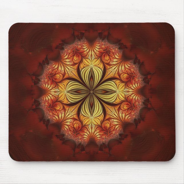 Red Yellow Orange Tan Fractal  Mouse Pad (Front)