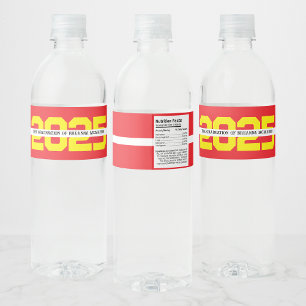Red & Yellow Personalised Graduation Water Bottle Label