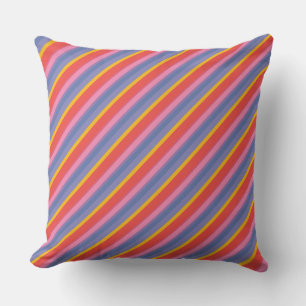 Red, Yellow, Pink, Blue Stripe Pillow or Cushion