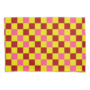 Red Yellow Pink Checkered Pattern Design  Pillowcase