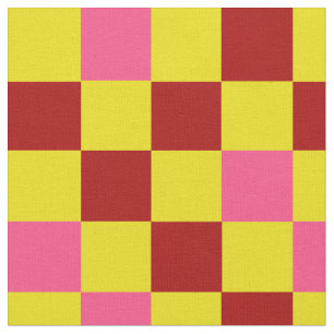Red Yellow Pink Chequered Pattern Design  Fabric