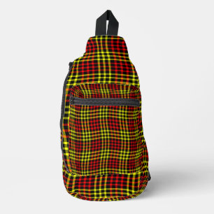 Red Yellow Plaid Chequered Seamless Pattern Sling Bag