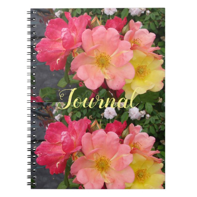 Red Yellow Rose Flower Floral Roses Journal (Front)