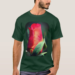 Red Yellow Rosebud Floral Nature T-Shirt
