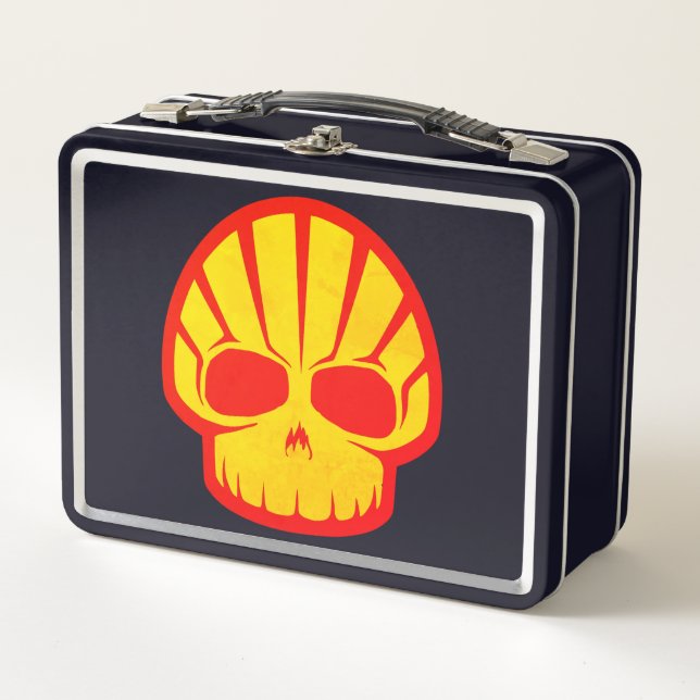 Red & Yellow Shell Skull Metal Lunch Box (Front)