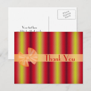 Red Yellow Shiny Stripes Thank You Postcard